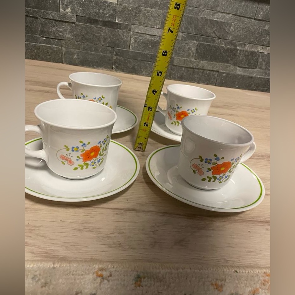 Vintage Corelle by Corningware Mugs and Saucers